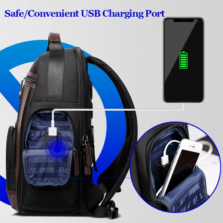 Bopai 851-008821 Outdoor Breathable Waterproof Anti-theft Large Capacity Double Shoulder Bag,with USB Charging Port, Size: 36x17x41.5cm (Black) - 15.6 - 17 inch by Bopai | Online Shopping UK | buy2fix