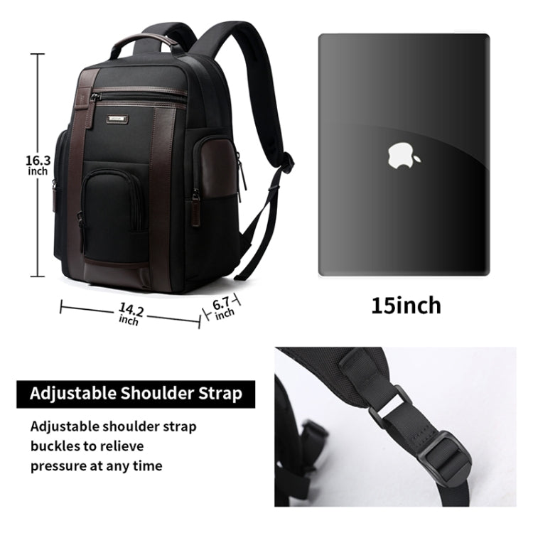 Bopai 851-008821 Outdoor Breathable Waterproof Anti-theft Large Capacity Double Shoulder Bag,with USB Charging Port, Size: 36x17x41.5cm (Black) - 15.6 - 17 inch by Bopai | Online Shopping UK | buy2fix