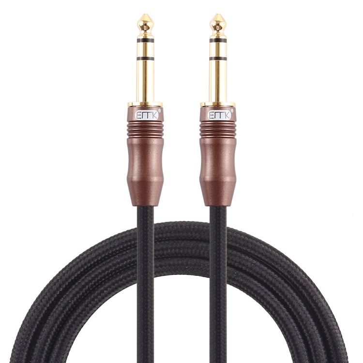 EMK 6.35mm Male to Male 4 Section Gold-plated Plug Cotton Braided Audio Cable for Guitar Amplifier Mixer, Length: 2m(Black) - Microphone Audio Cable & Connector by EMK | Online Shopping UK | buy2fix