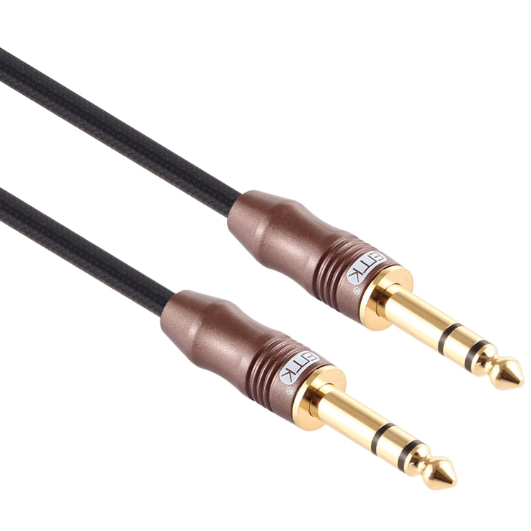 EMK 6.35mm Male to Male 4 Section Gold-plated Plug Cotton Braided Audio Cable for Guitar Amplifier Mixer, Length: 2m(Black) - Microphone Audio Cable & Connector by EMK | Online Shopping UK | buy2fix