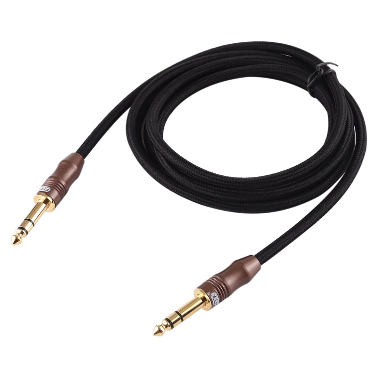 EMK 6.35mm Male to Male 4 Section Gold-plated Plug Cotton Braided Audio Cable for Guitar Amplifier Mixer, Length: 2m(Black) - Microphone Audio Cable & Connector by EMK | Online Shopping UK | buy2fix