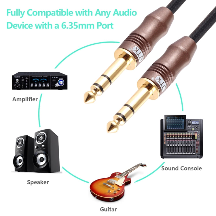 EMK 6.35mm Male to Male 4 Section Gold-plated Plug Cotton Braided Audio Cable for Guitar Amplifier Mixer, Length: 2m(Black) - Consumer Electronics by EMK | Online Shopping UK | buy2fix