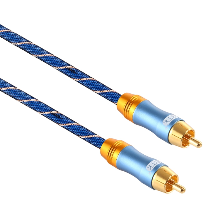 EMK 8mm RCA Male to 6mm RCA Male Gold-plated Plug Grid Nylon Braided Audio Coaxial Cable for Speaker Amplifier Mixer, Length: 2m(Blue) - Microphone Audio Cable & Connector by EMK | Online Shopping UK | buy2fix