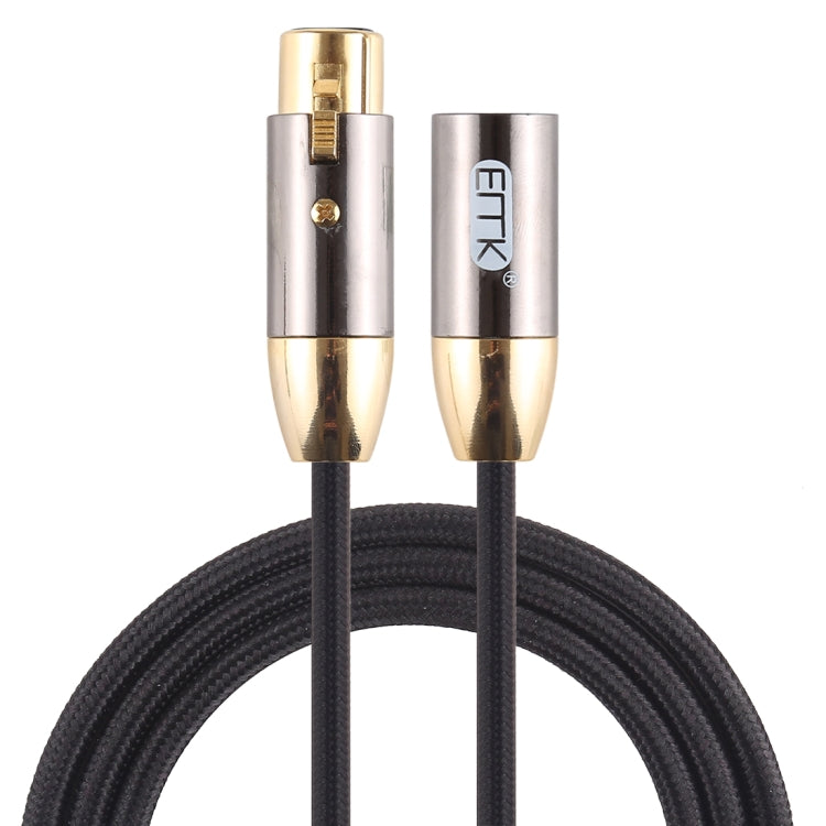 EMK XLR Male to Female Gold-plated Plug Cotton Braided Cannon Audio Cable for XLR Jack Devices, Length: 1m(Black) - Microphone Audio Cable & Connector by EMK | Online Shopping UK | buy2fix