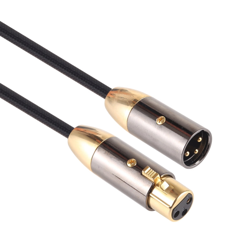 EMK XLR Male to Female Gold-plated Plug Cotton Braided Cannon Audio Cable for XLR Jack Devices, Length: 1m(Black) - Microphone Audio Cable & Connector by EMK | Online Shopping UK | buy2fix