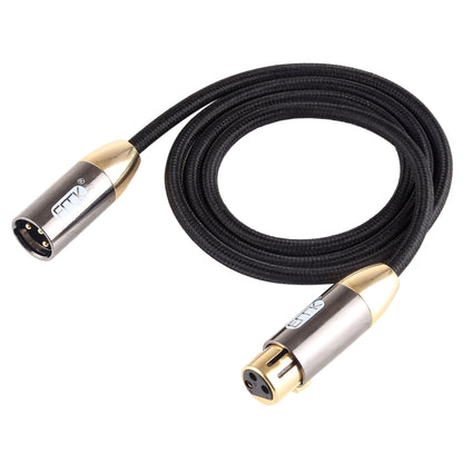 EMK XLR Male to Female Gold-plated Plug Cotton Braided Cannon Audio Cable for XLR Jack Devices, Length: 1m(Black) - Microphone Audio Cable & Connector by EMK | Online Shopping UK | buy2fix