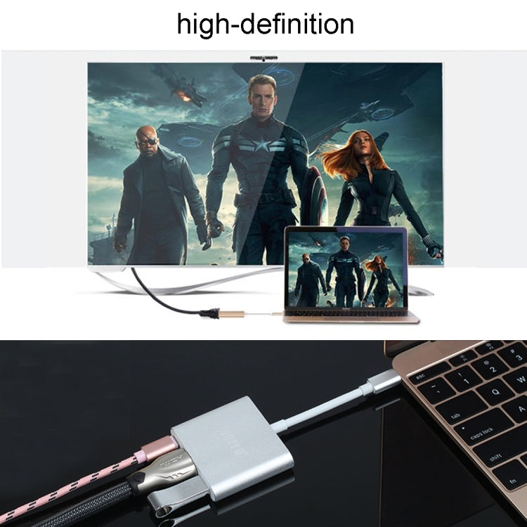 USB-C / Type-C 3.1 Male to USB-C / Type-C 3.1 Female & HDMI Female & USB 3.0 Female Adapter(Black) - Computer & Networking by buy2fix | Online Shopping UK | buy2fix