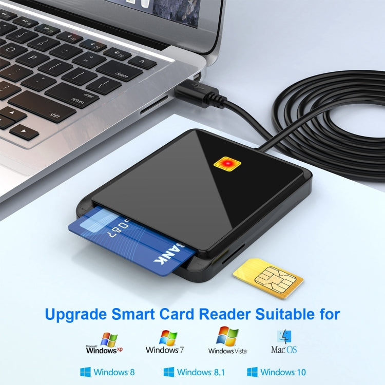 Rocketek CR317 USB 2.0 SIM  / ID / CAC Smart Card 2 in 1 Card Reader (Black) -  by ROCKETEK | Online Shopping UK | buy2fix