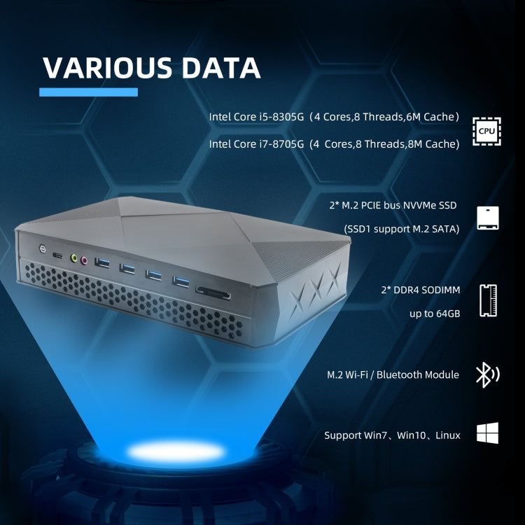 HYSTOU F9 Windows 10 / Linux System Gaming Mini PC, Intel Core i5-8305G 4 Core 8M Cache up to 4.20GHz, 32GB RAM+ 512GB SSD, US Plug - Windows Mini PCs by HYSTOU | Online Shopping UK | buy2fix