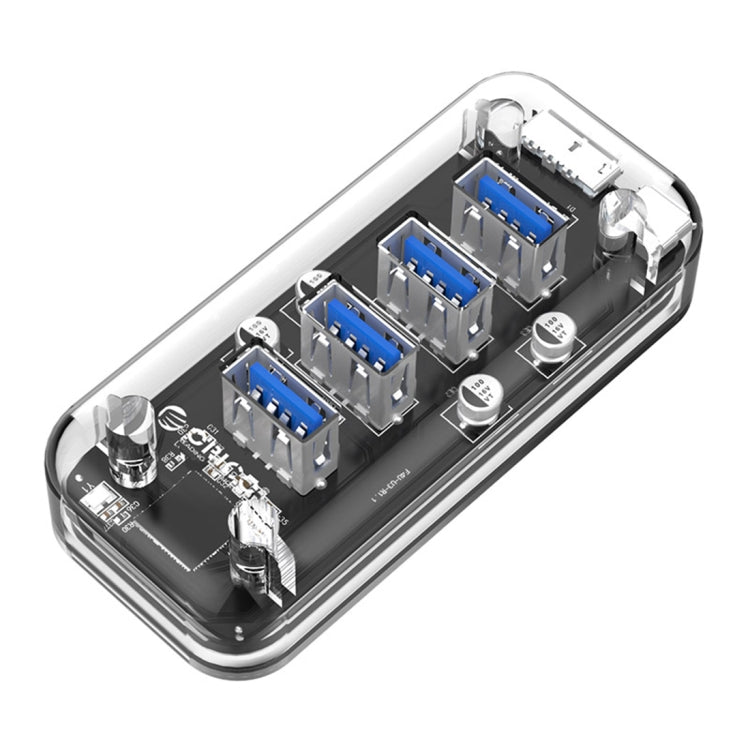 ORICO F4U 4 x USB 3.0 Ports 5Gbps Fast Transmission Desktop HUB with Blue LED Indicator Light(Transparent) - Computer & Networking by ORICO | Online Shopping UK | buy2fix