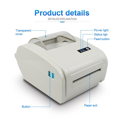 POS-9210 110mm USB POS Receipt Thermal Printer Express Delivery Barcode Label Printer, EU Plug(White) - Consumer Electronics by buy2fix | Online Shopping UK | buy2fix