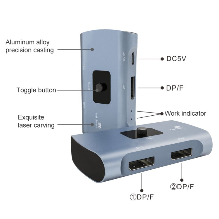 Z57 DP Female x 2 to USB-C / Type-C + DP Female Two Way DP Switcher -  by buy2fix | Online Shopping UK | buy2fix