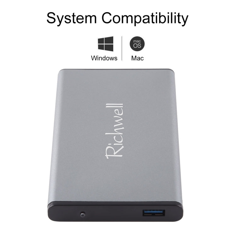 Richwell SATA R2-SATA-160GB 160GB 2.5 inch USB3.0 Super Speed Interface Mobile Hard Disk Drive(Grey) - External Hard Drives by Richwell | Online Shopping UK | buy2fix