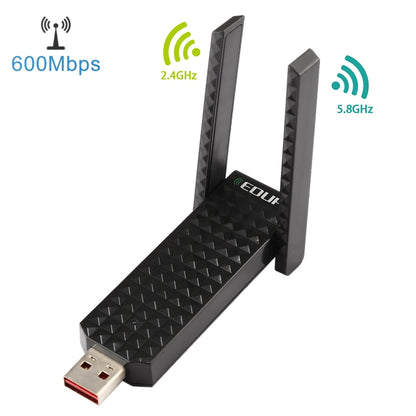 EDUP EP-AC1625 600Mbps 2.4G / 5.8GHz Dual Band Wireless 11AC USB 2.0 Adapter Network Card with 2 Antennas for Laptop / PC(Black) - USB Network Adapter by EDUP | Online Shopping UK | buy2fix