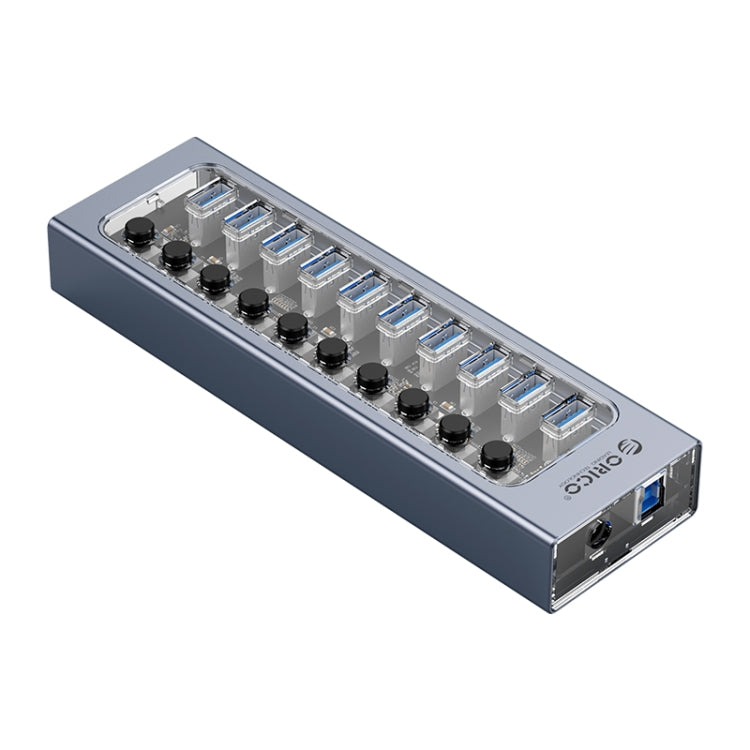 ORICO AT2U3-10AB-GY-BP 10 Ports USB 3.0 HUB with Individual Switches & Blue LED Indicator, UK Plug -  by ORICO | Online Shopping UK | buy2fix