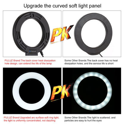 PULUZ Tripod Mount +  Live Broadcast Dual Phone Bracket + 6.2 inch 16cm LED Ring Vlogging Video Light Kits - Ring Light by PULUZ | Online Shopping UK | buy2fix