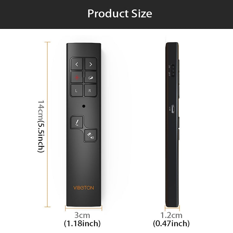 VIBOTON PP930 2.4GHz Multimedia Presentation Remote PowerPoint Clicker Wireless Presenter Handheld Controller Flip Pen, Control Distance: 30m(Black) -  by VIBOTON | Online Shopping UK | buy2fix