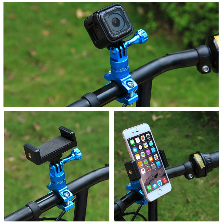 PULUZ 360 Degree Rotation Bike Aluminum Handlebar Adapter Mount with Screw for GoPro Hero11 Black / HERO10 Black /9 Black /8 Black /7 /6 /5 /5 Session /4 Session /4 /3+ /3 /2 /1, DJI Osmo Action and Other Action Cameras(Blue) - DJI & GoPro Accessories by PULUZ | Online Shopping UK | buy2fix