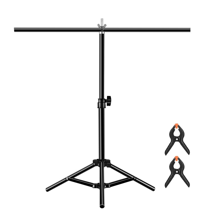 67cm T-Shape Photo Studio Background Support Stand Backdrop Crossbar Bracket with Clips, No Backdrop(Black) - Support Stands by PULUZ | Online Shopping UK | buy2fix