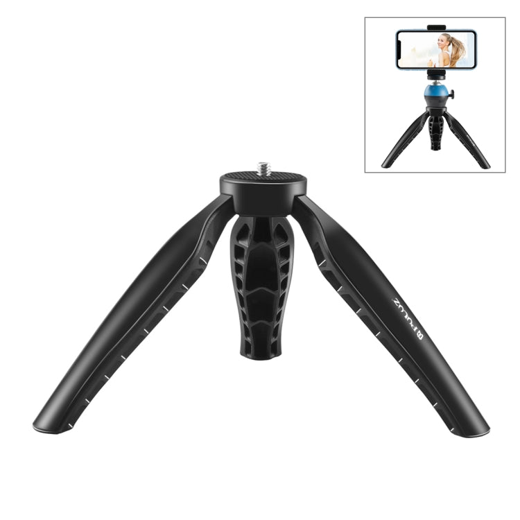 PULUZ Simple Mini ABS Desktop Tripod Mount with 1/4 inch Screw for DSLR & Digital Cameras, Working Height: 9cm(Black) - Camera Accessories by PULUZ | Online Shopping UK | buy2fix