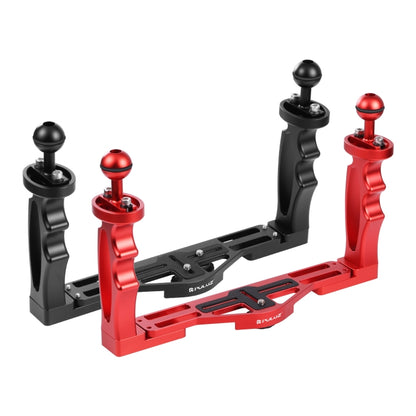 PULUZ Dual Handles Aluminium Alloy Tray Stabilizer for Underwater Camera Housings(Red) - Diving Accessories by PULUZ | Online Shopping UK | buy2fix