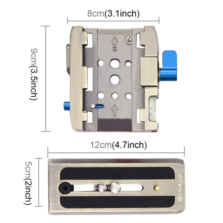 PULUZ Quick Release Clamp Adapter + Quick Release Plate for  DSLR & SLR Cameras(Gold) - Camera Accessories by PULUZ | Online Shopping UK | buy2fix