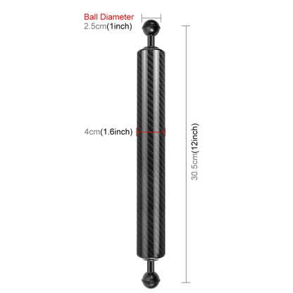 PULUZ 12.59 inch 32cm Length 40mm Diameter Dual Balls Carbon Fiber Floating Arm, Ball Diameter: 25mm, Buoyancy: 189g - Diving Accessories by PULUZ | Online Shopping UK | buy2fix