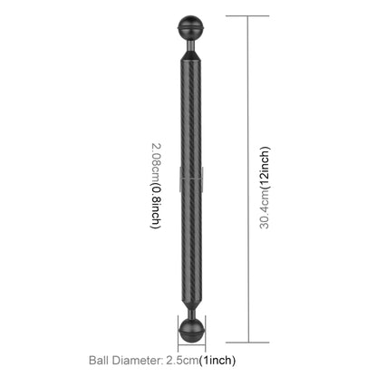 PULUZ  12 inch 30.4cm Length 20.8mm Diameter Dual Balls Carbon Fiber Floating Arm, Ball Diameter: 25mm(Black) - Diving Accessories by PULUZ | Online Shopping UK | buy2fix