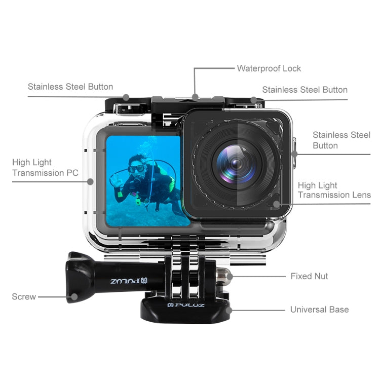 PULUZ 61m Underwater Waterproof Housing Diving Case for DJI Osmo Action, with Buckle Basic Mount & Screw - DJI & GoPro Accessories by PULUZ | Online Shopping UK | buy2fix