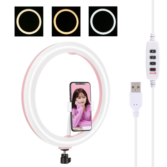 PULUZ 11.8 inch 30cm USB 3 Modes Dimmable Dual Color Temperature LED Curved Diffuse Light Ring Vlogging Selfie Photography Video Lights with Phone Clamp(Pink) - Consumer Electronics by PULUZ | Online Shopping UK | buy2fix