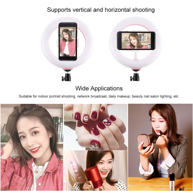 PULUZ 7.9 inch 20cm USB 3 Modes Dimmable Dual Color Temperature LED Curved Light Ring Vlogging Selfie Photography Video Lights with Phone Clamp(Pink) - Ring Light by PULUZ | Online Shopping UK | buy2fix