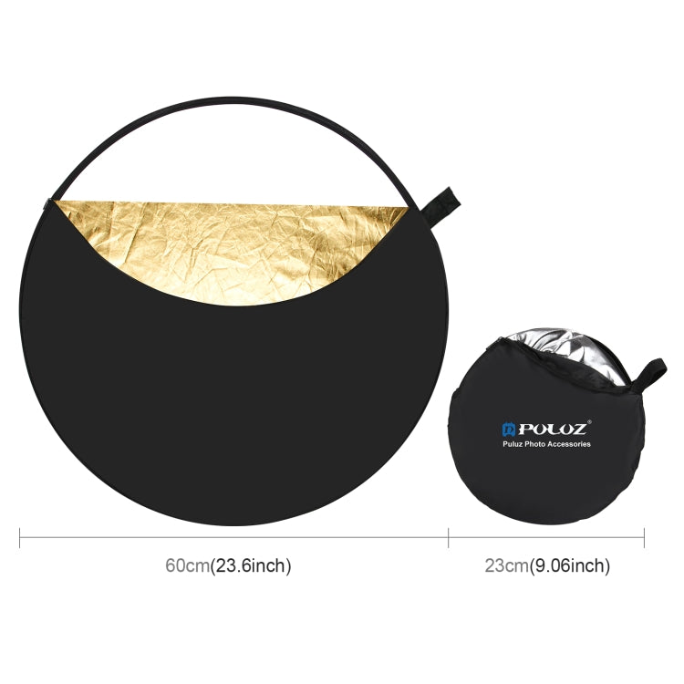 PULUZ 60cm 5 in 1 (Silver / Translucent / Gold / White / Black) Folding Photo Studio Reflector Board - Camera Accessories by PULUZ | Online Shopping UK | buy2fix