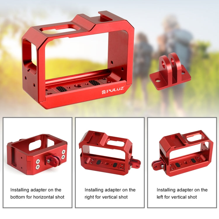 PULUZ Aluminum alloy Frame Mount Protective Case Cage with Cold Shoe Base Slot & Tripod Base Adapter for Insta360 One R(Red) - Mount & Holder by PULUZ | Online Shopping UK | buy2fix