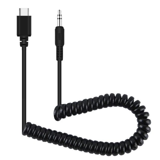 PULUZ 3.5mm TRRS Male to Type-C / USB-C Male Live Microphone Audio Adapter Spring Coiled Cable for Samsung, Huawei and Smartphones, Cable Stretching to 100cm(Black) - Microphone Audio Cable & Connector by PULUZ | Online Shopping UK | buy2fix