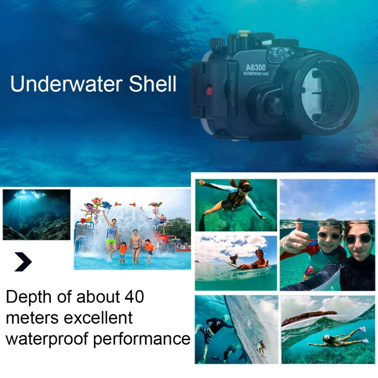 PULUZ 40m Underwater Depth Diving Case Waterproof Camera Housing for Sony A6300 (E PZ 16-50mm F3.5-5.6 OSS)(Black) - Diving Cases by PULUZ | Online Shopping UK | buy2fix