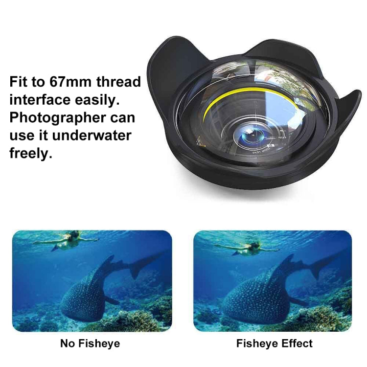 PULUZ 0.7X~0.8X Amplification Optical Fisheye Lens Shade Wide Angle Dome Port Lens for Underwater Housings (67mm Round Adapter) , 60m Underwater Depth - Other Accessories by PULUZ | Online Shopping UK | buy2fix