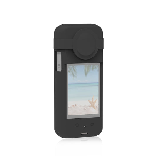 For Insta360 X3 PULUZ Silicone Protective Case with Lens Cover(Black) - DJI & GoPro Accessories by PULUZ | Online Shopping UK | buy2fix