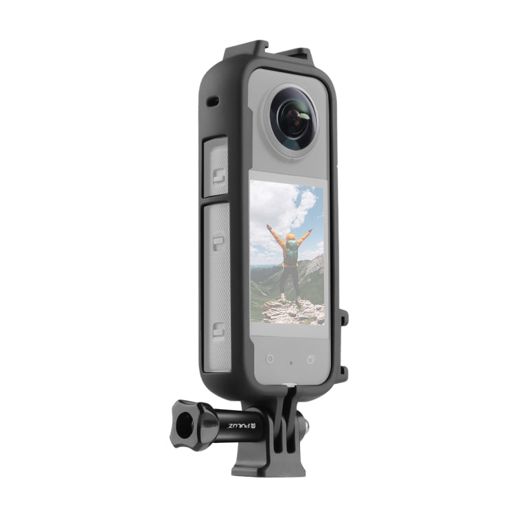 For Insta360 X3 PULUZ Cold Shoe PC Plastic Protective Frame with Adapter Mount & Screw (Black) - DJI & GoPro Accessories by PULUZ | Online Shopping UK | buy2fix