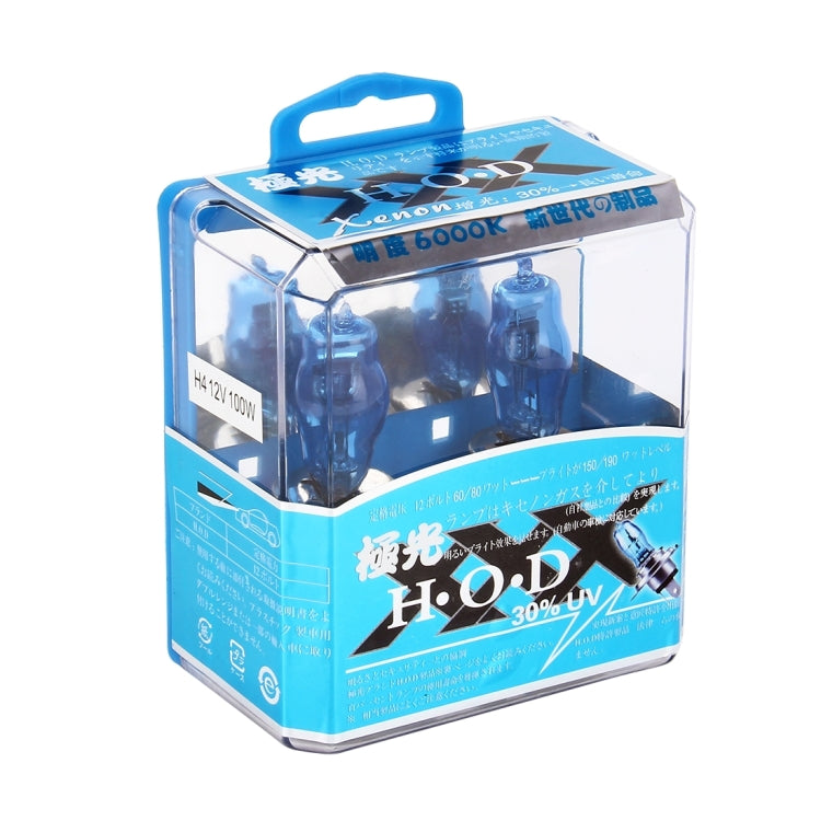 H4 100/90W 6000K Super White Light 2400LM Xenon Bulbs, DC 12V - In Car by buy2fix | Online Shopping UK | buy2fix