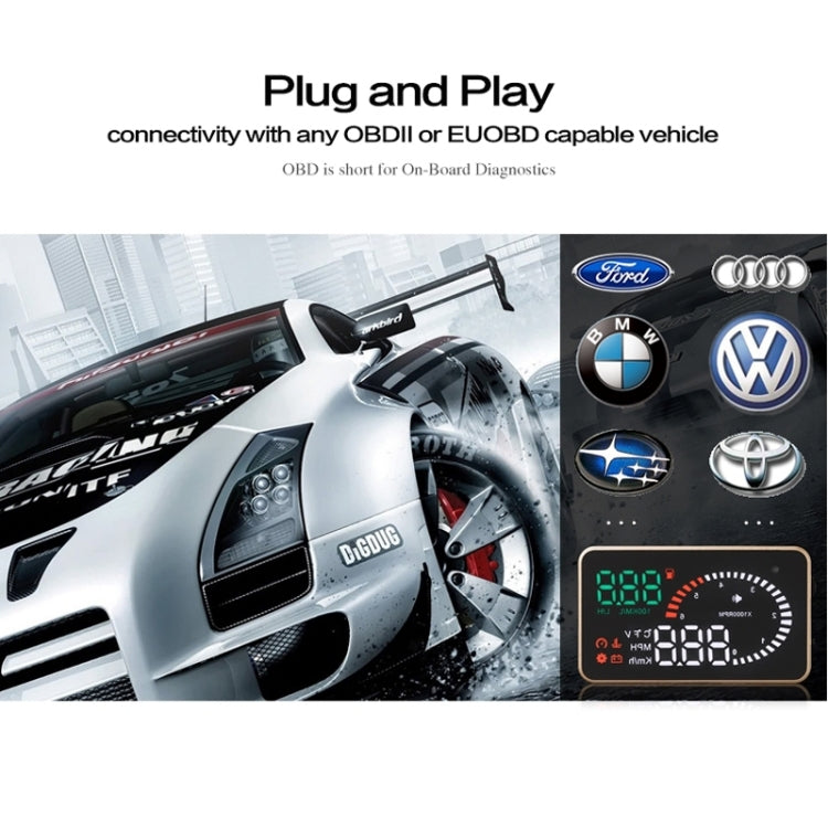 X6 3.5 inch Car OBDII / EUOBD HUD Vehicle-mounted Head Up Display Security System, Support Speed & Water Temperature & Speed Alarm & Fuel Consumption & Battery Voltage, etc. - Head Up Display System by buy2fix | Online Shopping UK | buy2fix