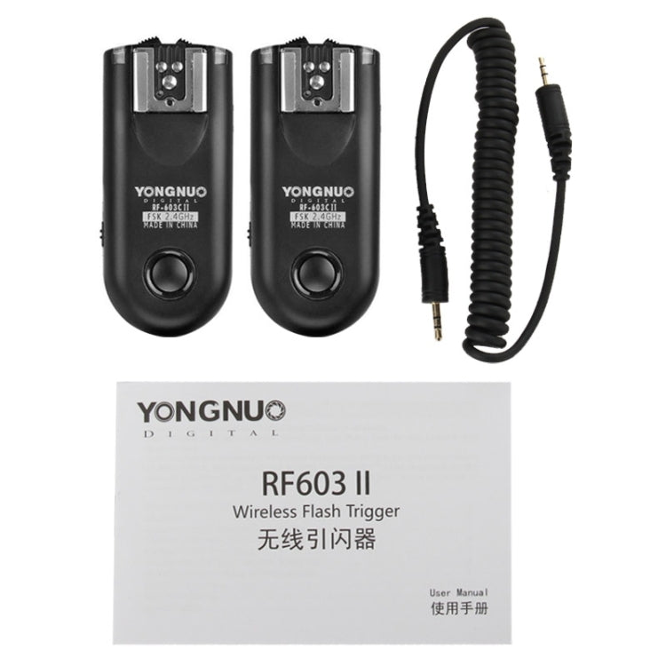 2 PCS YONGNUO RF603C II FSK 2.4GHz Wireless Flash Trigger with C1 Shutter Connecting Cable - Camera Accessories by YONGNUO | Online Shopping UK | buy2fix