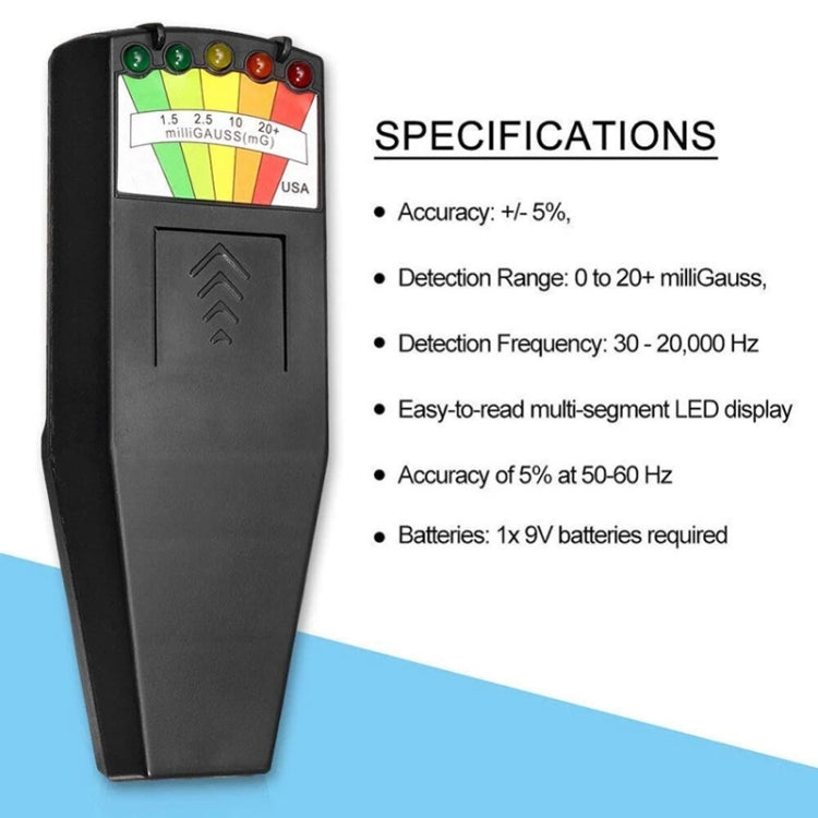 5-LED Electromagnetic Radiation Detector EMF Meter Tester - Consumer Electronics by buy2fix | Online Shopping UK | buy2fix