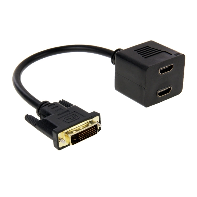 29.5cm DVI 24+1 Pin Male to 2 x HDMI Female Splitter Cable(Black) - Converter by buy2fix | Online Shopping UK | buy2fix