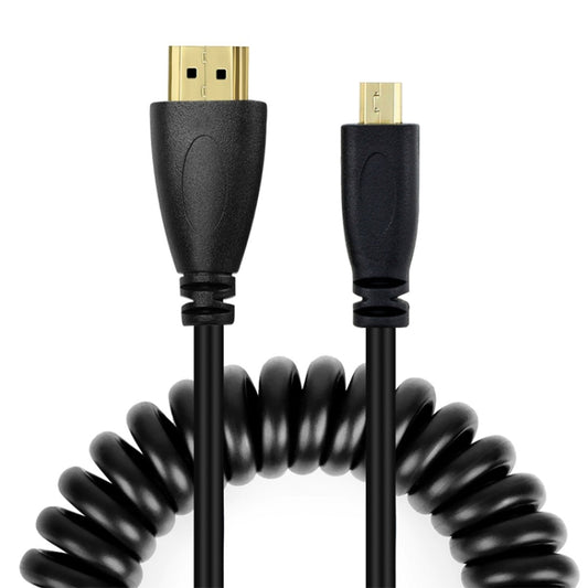 1.4 Version, Gold Plated Micro HDMI Male to HDMI Male Coiled Cable, Support 3D / Ethernet, Length: 60cm (can be extended up to 2m) -  by buy2fix | Online Shopping UK | buy2fix