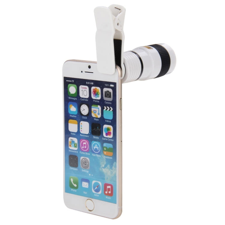 8X Zoom Telescope Telephoto Camera Lens with Clip(White) - Telescope & Microscope by buy2fix | Online Shopping UK | buy2fix