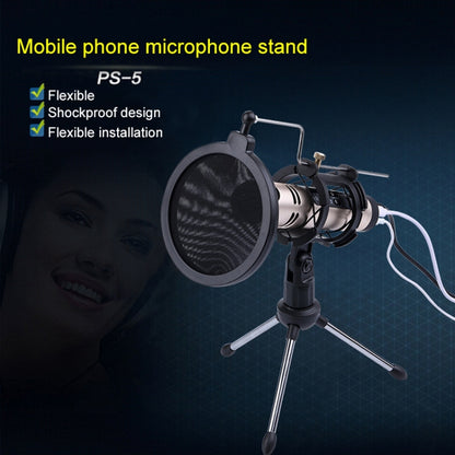 PS-5 Universal Live Broadcast Bracket Tripod Holder with Anti-spray Net & Microphone Clip & Shockproof Clip, For iPhone, Galaxy, Sony, Lenovo, HTC, Huawei, and other Smartphones - Consumer Electronics by buy2fix | Online Shopping UK | buy2fix