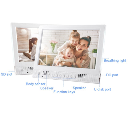 10.1 inch LED Display Multi-media Music & Movie Player Digital Photo Frame with Remote Control, Allwinner E200s Program, Support USB-Disk / SD Card, Body Sensor, Built in Stereo Speaker(White) - Consumer Electronics by buy2fix | Online Shopping UK | buy2fix