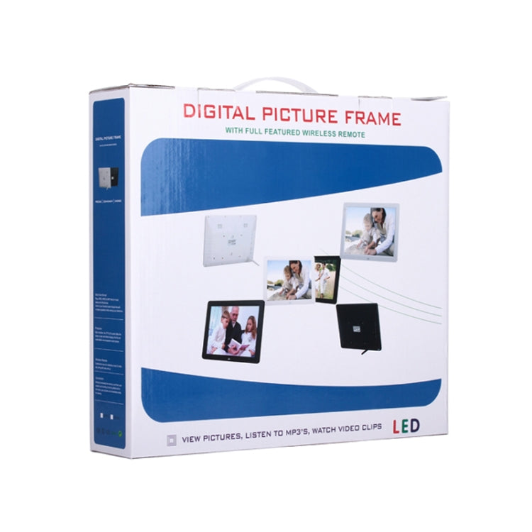 12.0 Inch LED Display Multi-media Digital Photo Frame with Holder / Music & Movie Player / Remote Control Function, Support USB / SD, Built in Stereo Speaker(White) - Consumer Electronics by buy2fix | Online Shopping UK | buy2fix