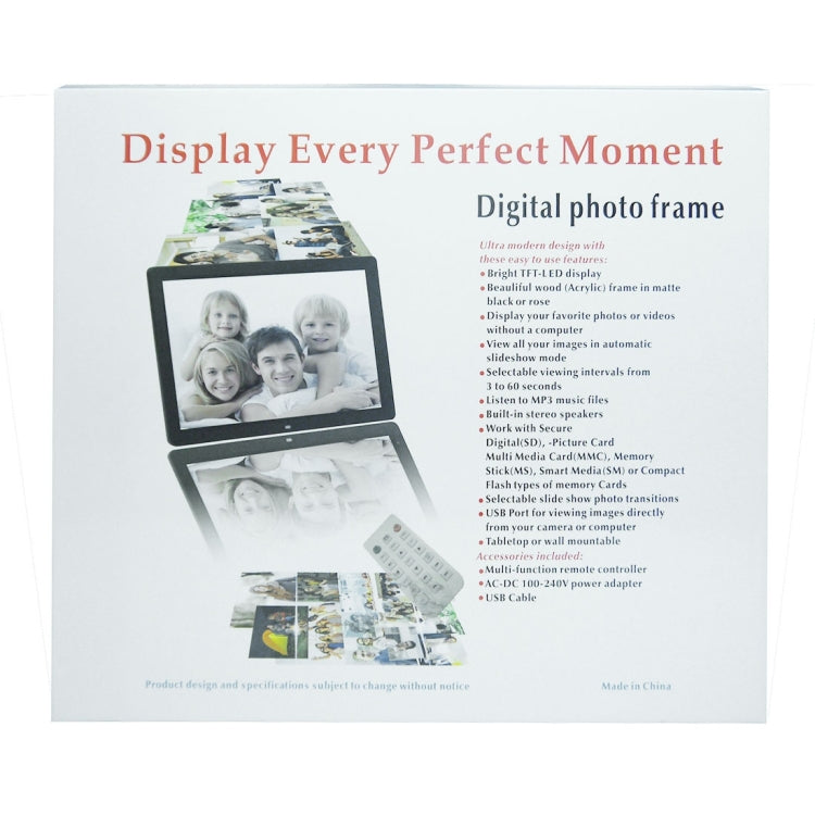 15 inch Digital Picture Frame with Remote Control Support SD / MMC / MS Card and USB , White (1331W)(White) - Consumer Electronics by buy2fix | Online Shopping UK | buy2fix