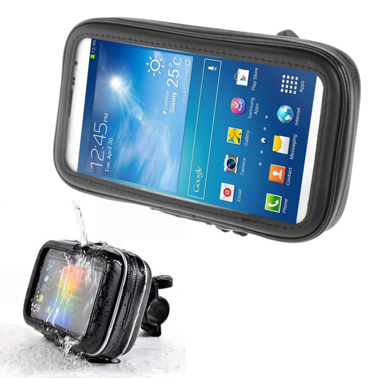 Bicycle Handlebar Mount Holder Waterproof / Sand-proof / Snow-proof / Dirt-proof Zipper Touch Bag, Suitable for Galaxy Note III / N9000 & Mega 6.3 / i9200(Black) - Holders by buy2fix | Online Shopping UK | buy2fix